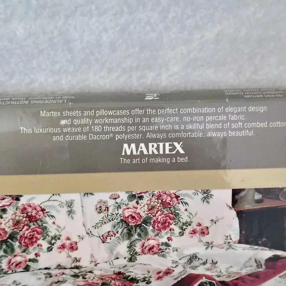 Martex Floral Lasalle II NoIron Percale Cotton Blend Twin Flat Sheet NEW Vintage